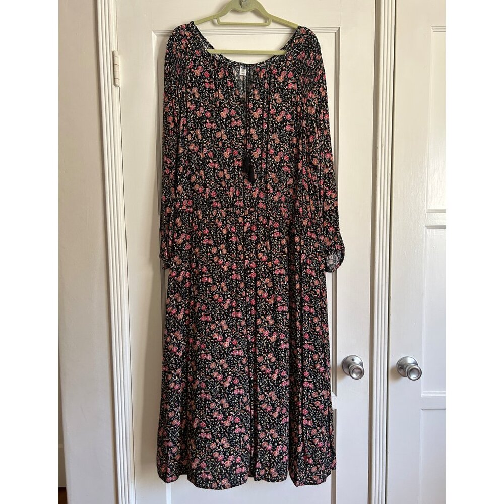 Black Floral Prairie Style Dress